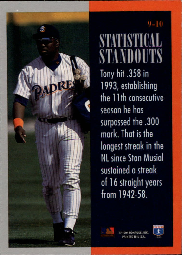 1994 Leaf Baseball "Statistical Standouts" Insert Cards - Picture 19 of 21