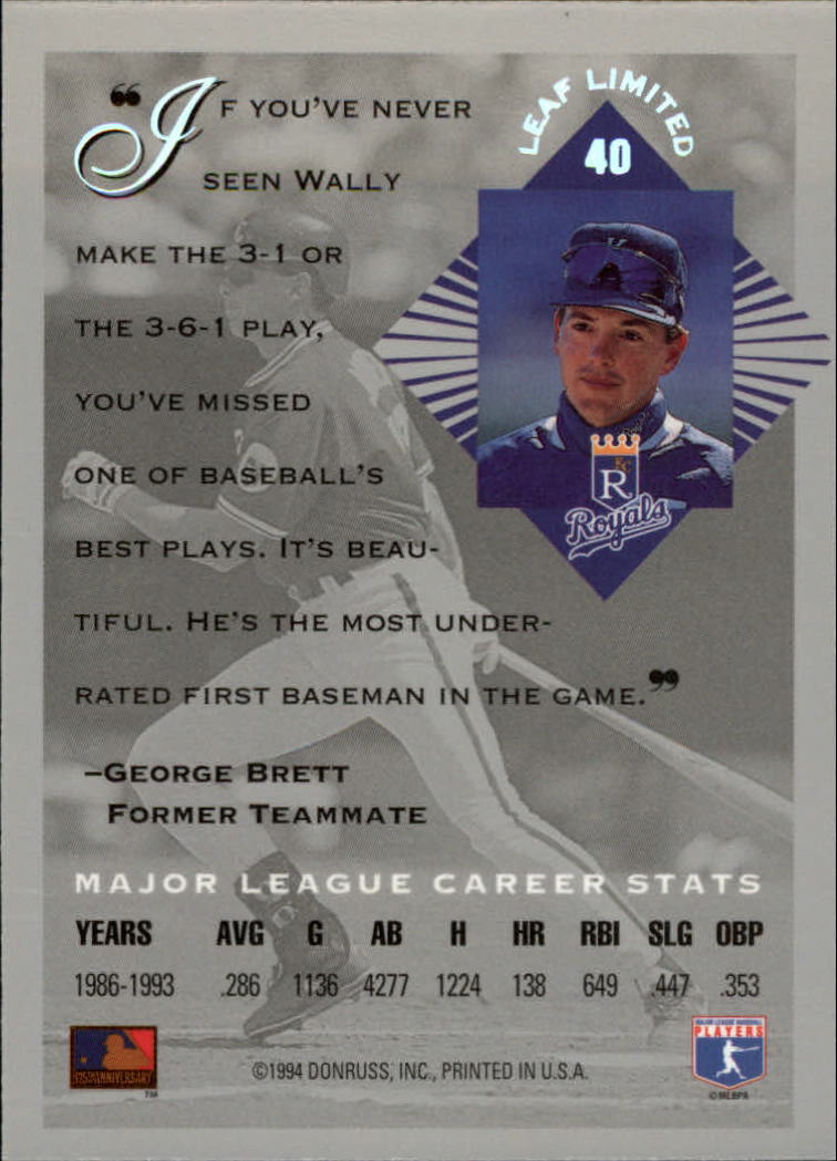 1994 Leaf Limited #40 Wally Joyner back image