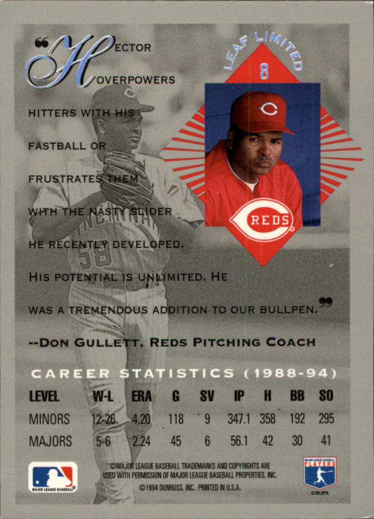 1994 Leaf Limited Rookies #8 Hector Carrasco back image