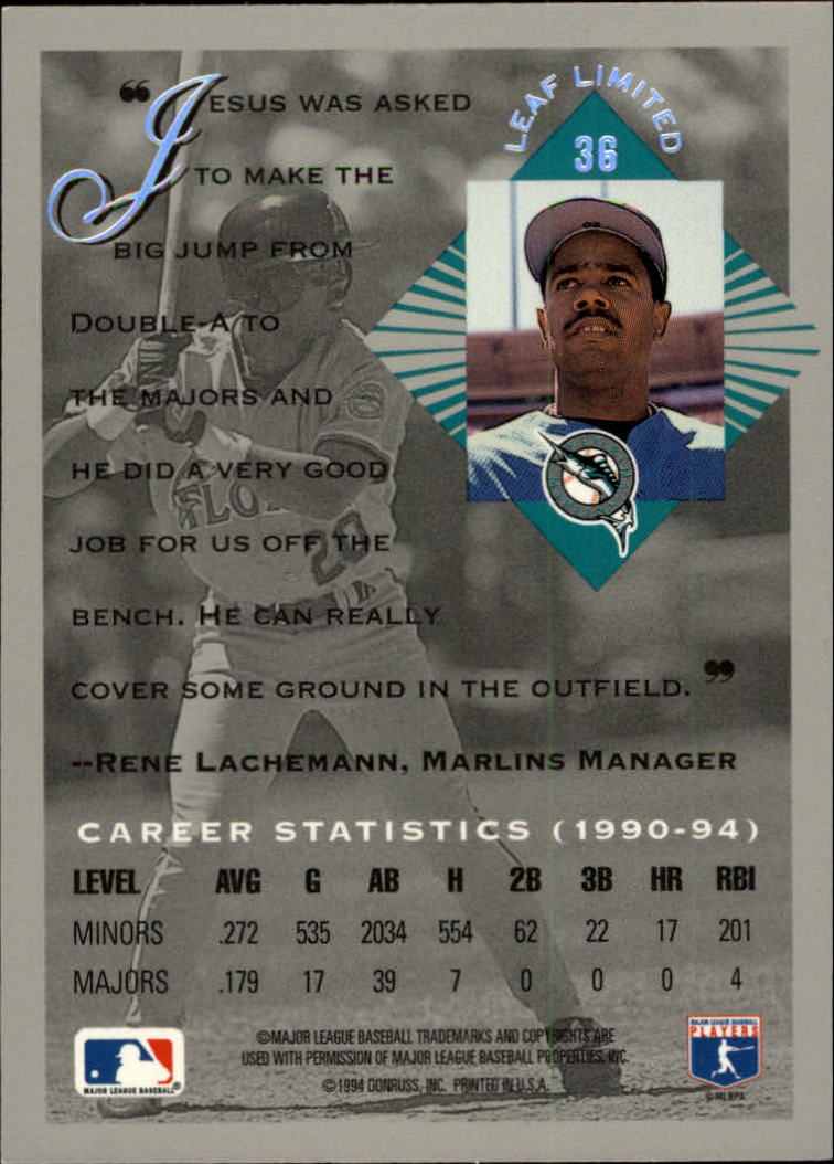 1994 Leaf Limited Rookies #36 Jesus Tavarez RC back image