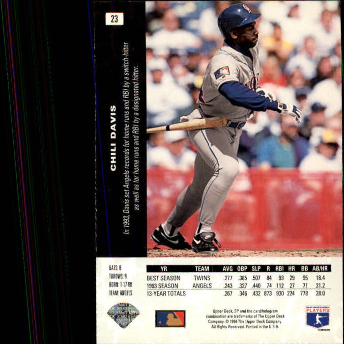 1994 SP #23 Chili Davis back image