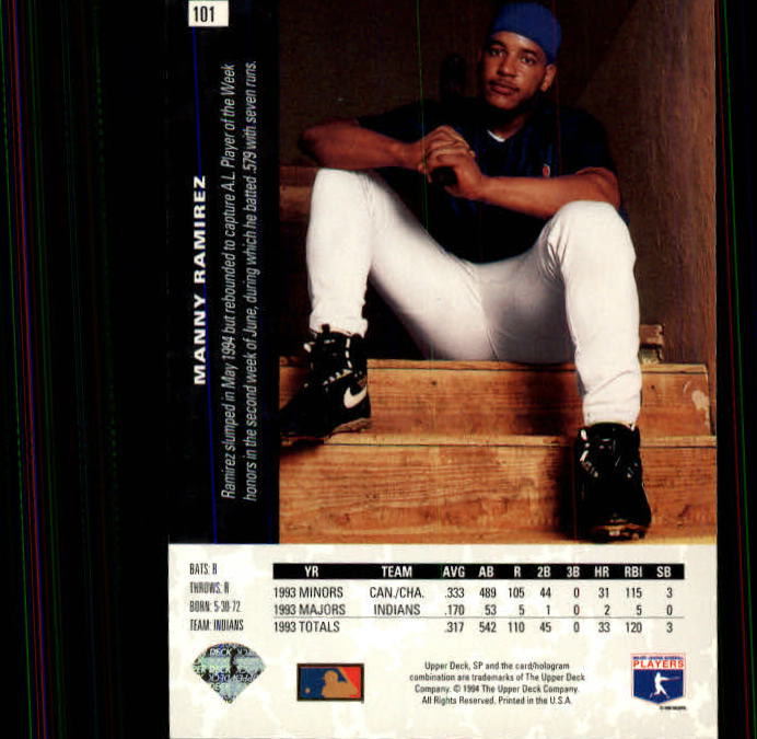 1994 SP #101 Manny Ramirez back image