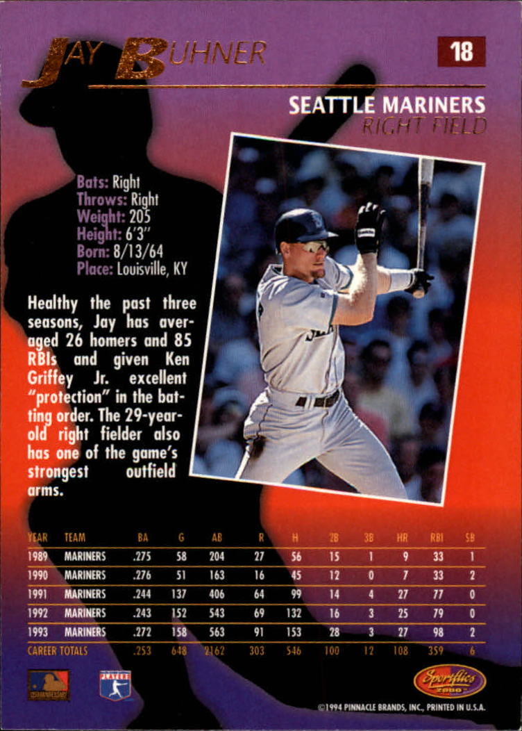1994 Sportflics #18 Jay Buhner back image