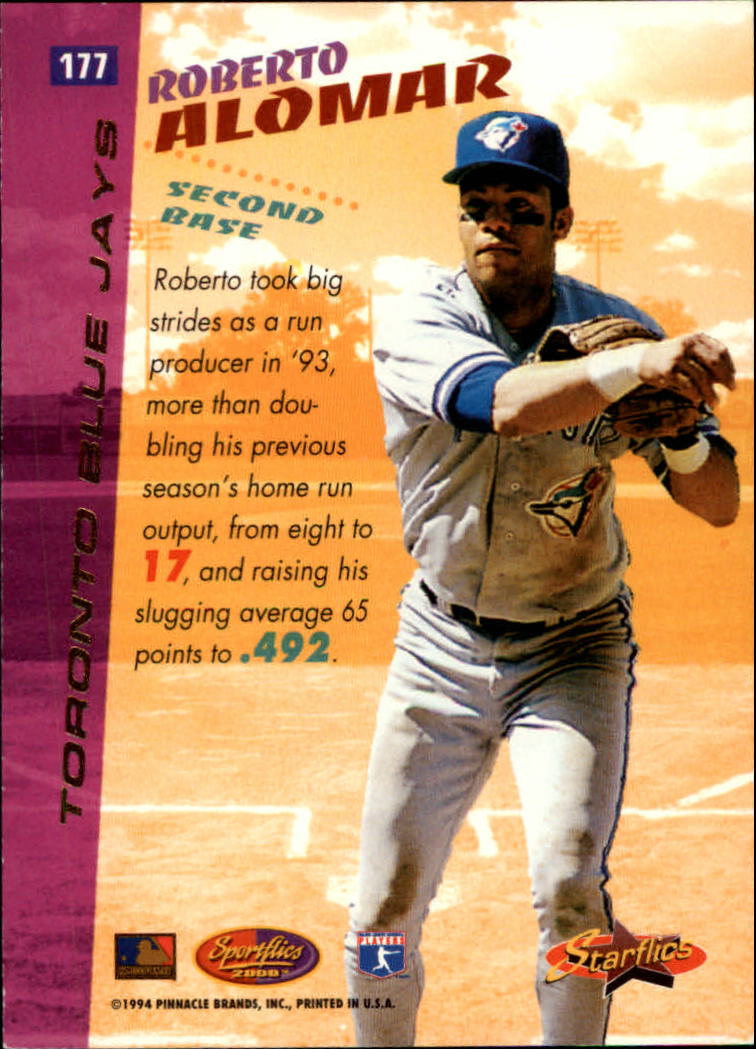 1994 Sportflics #177 Roberto Alomar SF back image