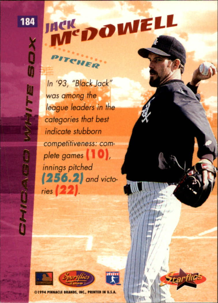 1994 Sportflics #184 Jack McDowell AS back image