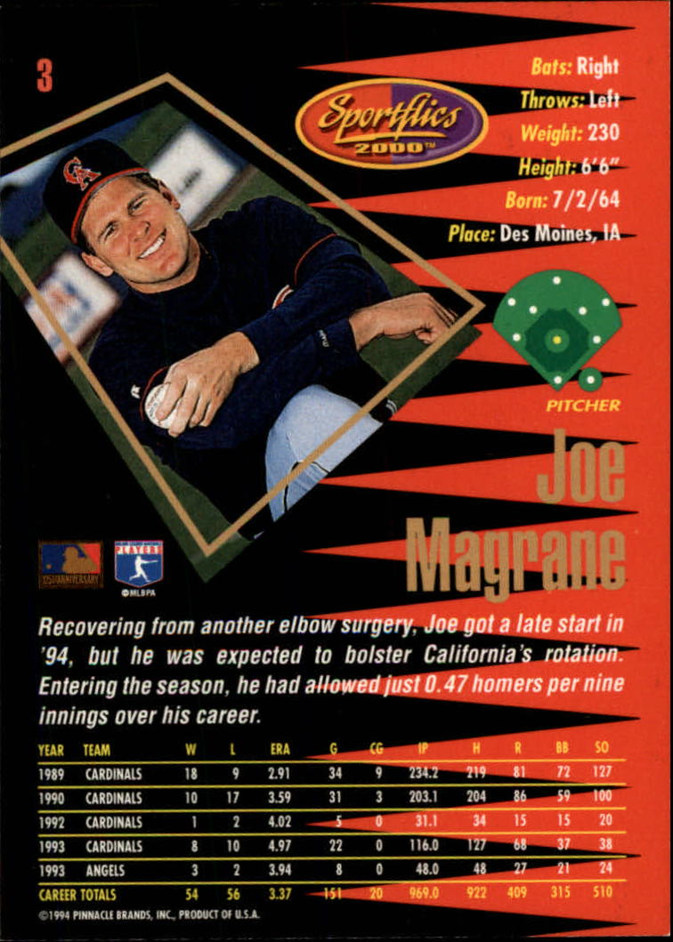 1994 Sportflics Rookie/Traded #3 Joe Magrane back image