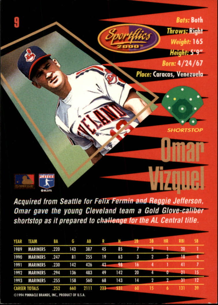1994 Sportflics Rookie/Traded #9 Omar Vizquel back image