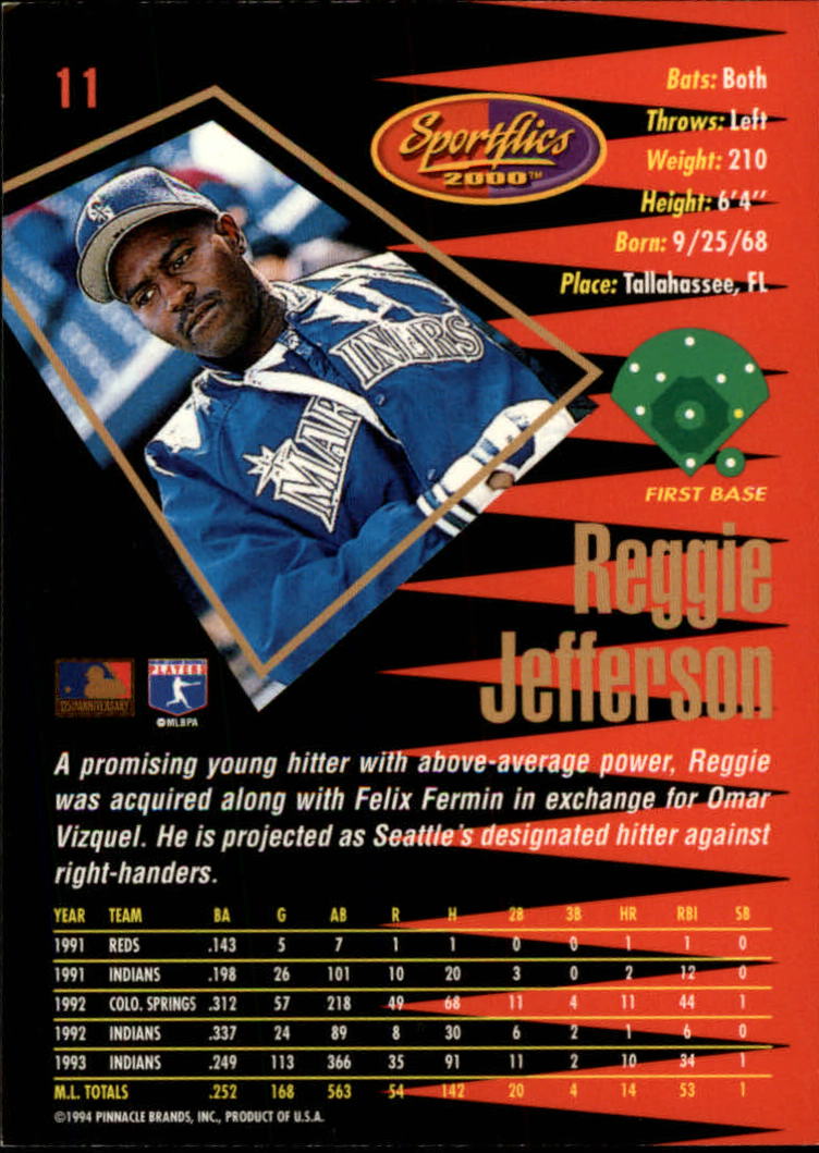 1994 Sportflics Rookie/Traded #11 Reggie Jefferson back image