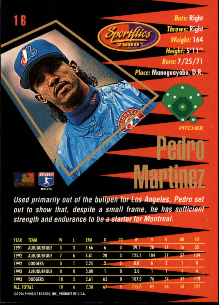1994 Sportflics Rookie/Traded #16 Pedro Martinez back image