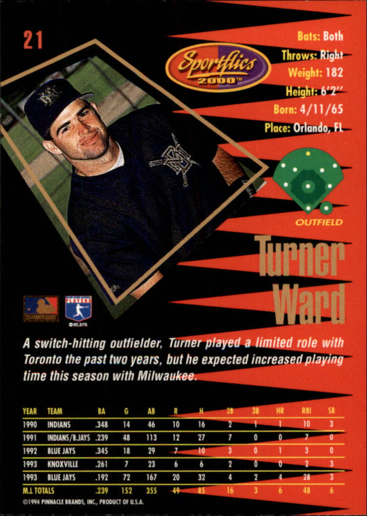1994 Sportflics Rookie/Traded #21 Turner Ward back image