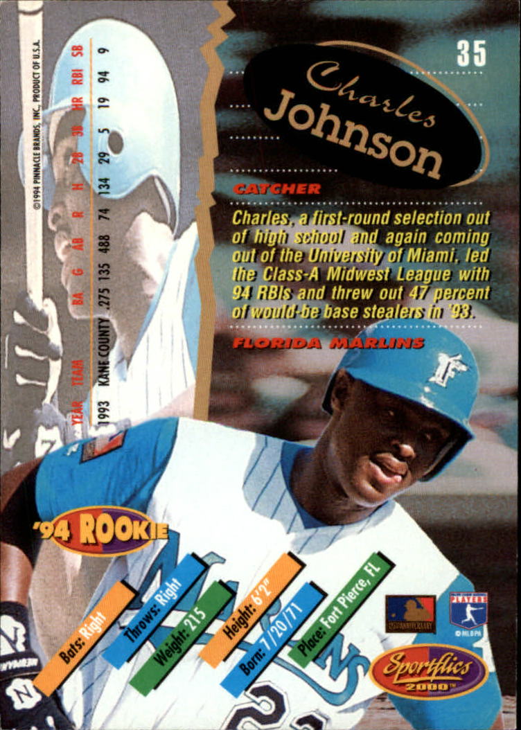 1994 Sportflics Rookie/Traded #35 Charles Johnson back image