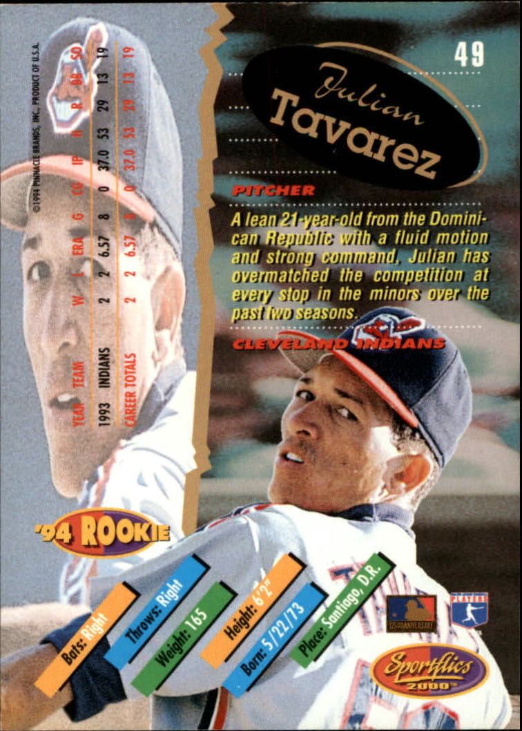 1994 Sportflics Rookie/Traded #49 Julian Tavarez RC back image