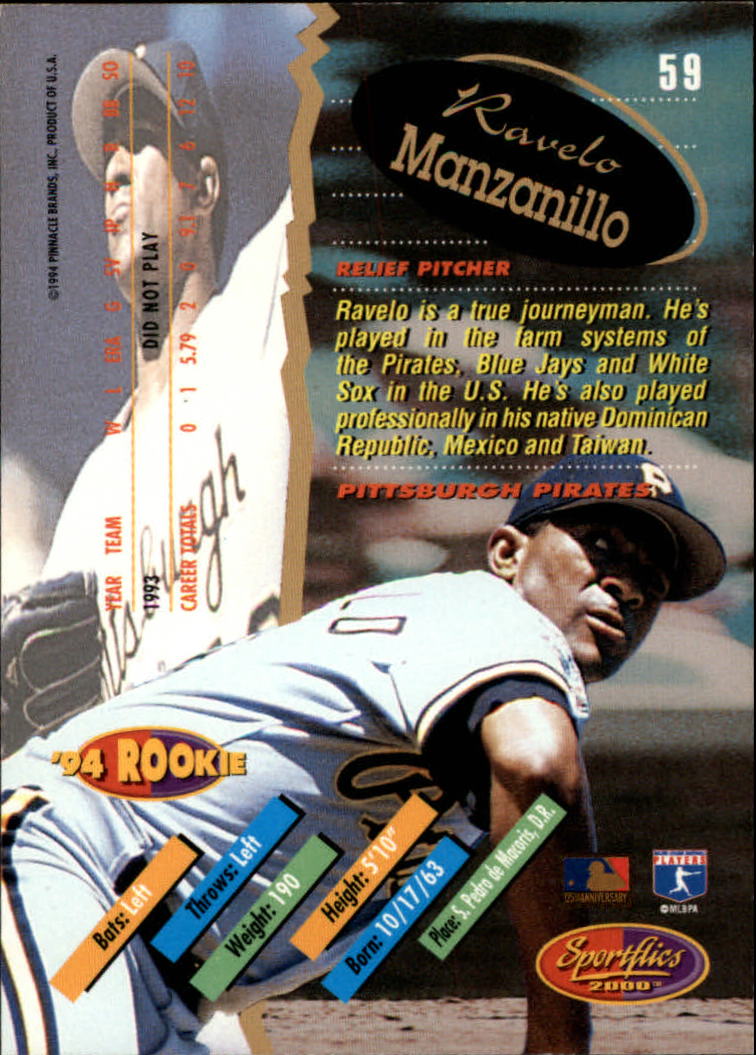 1994 Sportflics Rookie/Traded #59 Ravelo Manzanillo back image