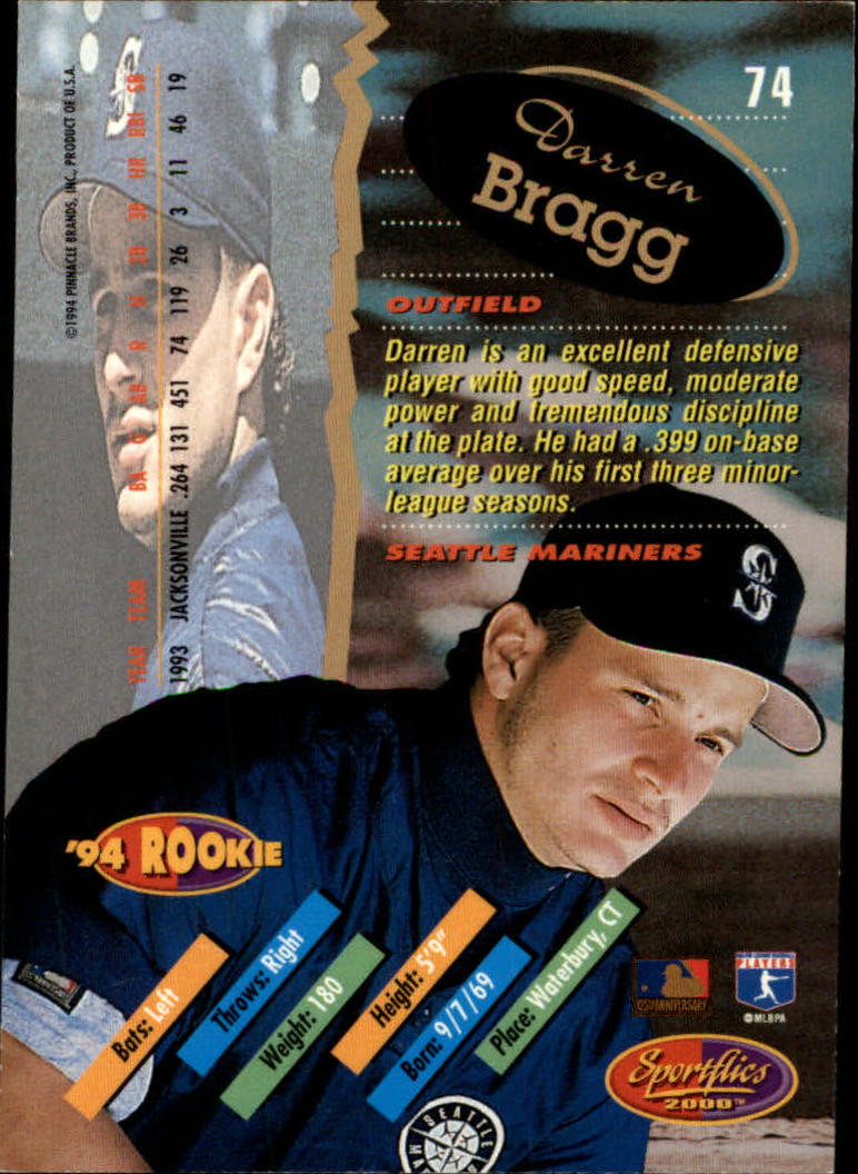1994 Sportflics Rookie/Traded #74 Darren Bragg RC back image
