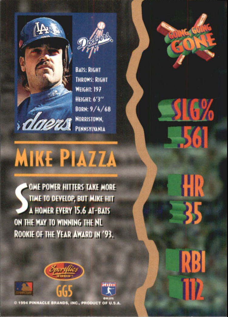1994 Sportflics Rookie/Traded Going Going Gone #GG5 Mike Piazza back image