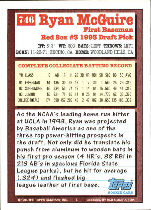 1994 Topps Gold Baseball Singles - You Choose - Picture 332 of 346