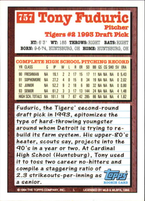1994 Topps Gold Baseball Singles - You Choose - Picture 338 of 346