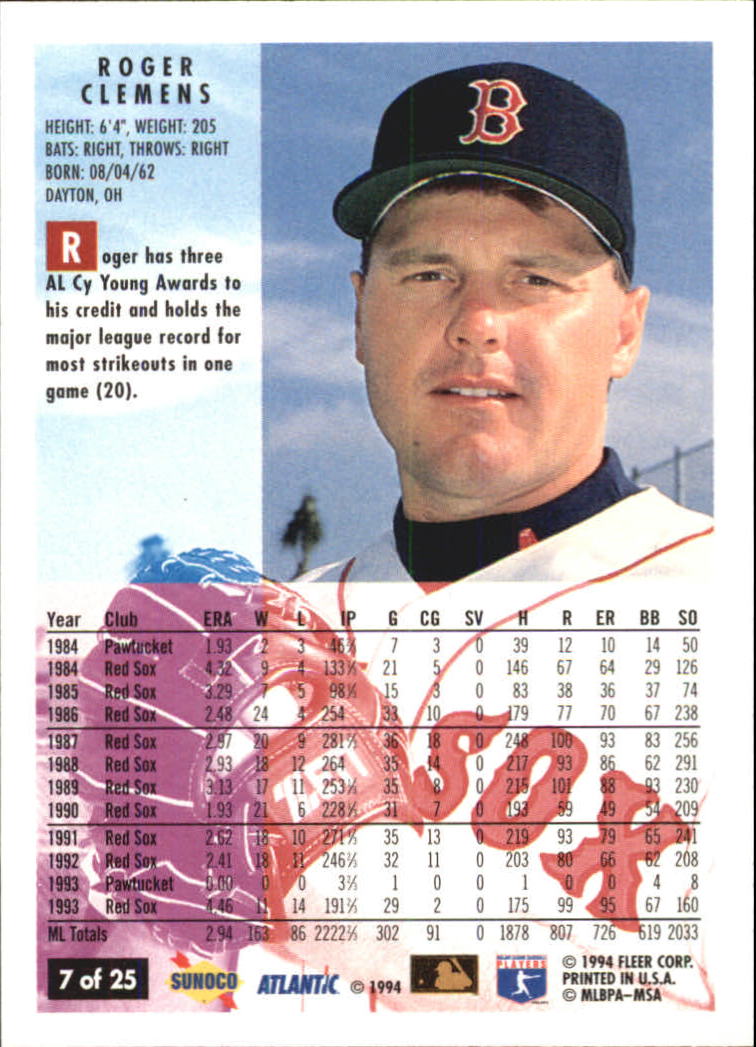 B2148- 1994 Fleer Sunoco Baseball Card #s 1-25 -You Pick- 15+ FREE US SHIP - Picture 15 of 51