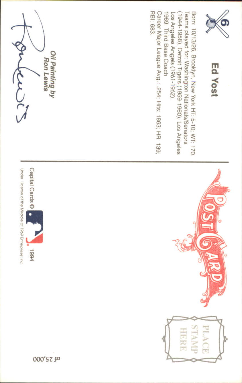 1994 Mets '69 Capital Cards Postcard Promos #6 Ed Yost CO back image