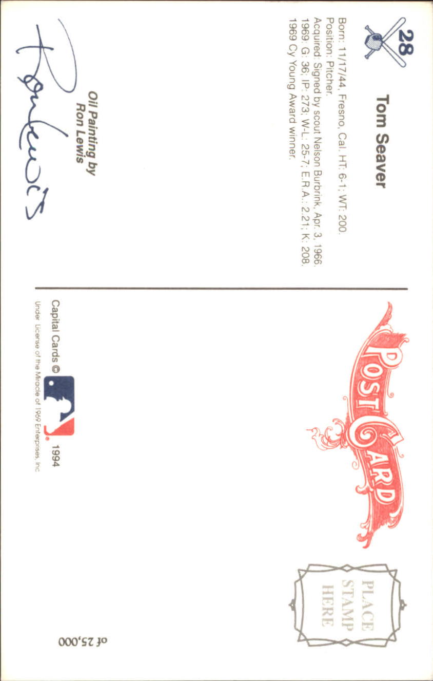 1994 Mets '69 Capital Cards Postcard Promos #28 Tom Seaver back image