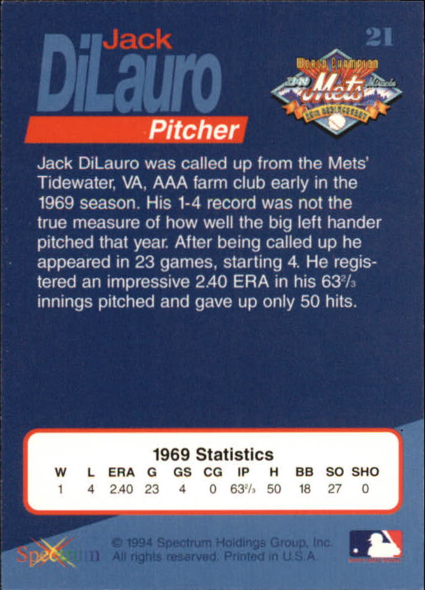 B2588- 1994 Mets '69 Tribute Baseball Cards 1-69+ -You Pick- 15+ FREE US SHIP - Picture 43 of 141
