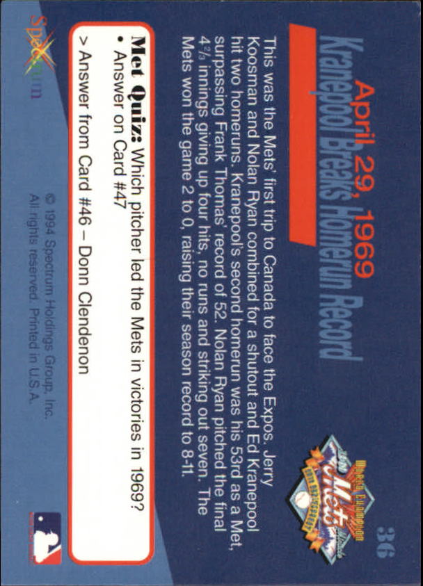 B2588- 1994 Mets '69 Tribute Baseball Cards 1-69+ -You Pick- 15+ FREE US SHIP - Picture 73 of 141
