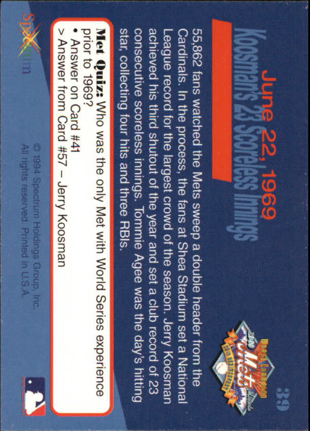 B2588- 1994 Mets '69 Tribute Baseball Cards 1-69+ -You Pick- 15+ FREE US SHIP - Picture 79 of 141