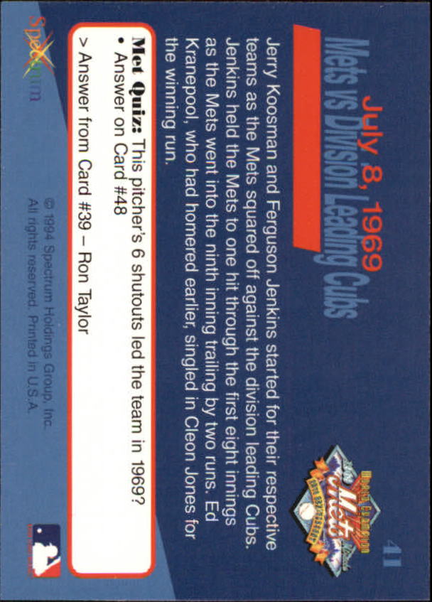B2588- 1994 Mets '69 Tribute Baseball Cards 1-69+ -You Pick- 15+ FREE US SHIP - Picture 83 of 141