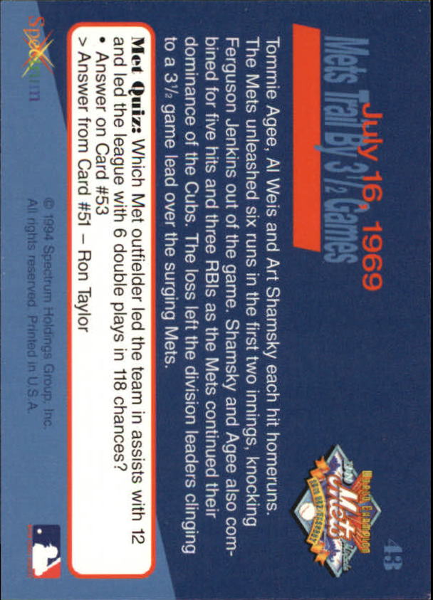 B2588- 1994 Mets '69 Tribute Baseball Cards 1-69+ -You Pick- 15+ FREE US SHIP - Picture 87 of 141