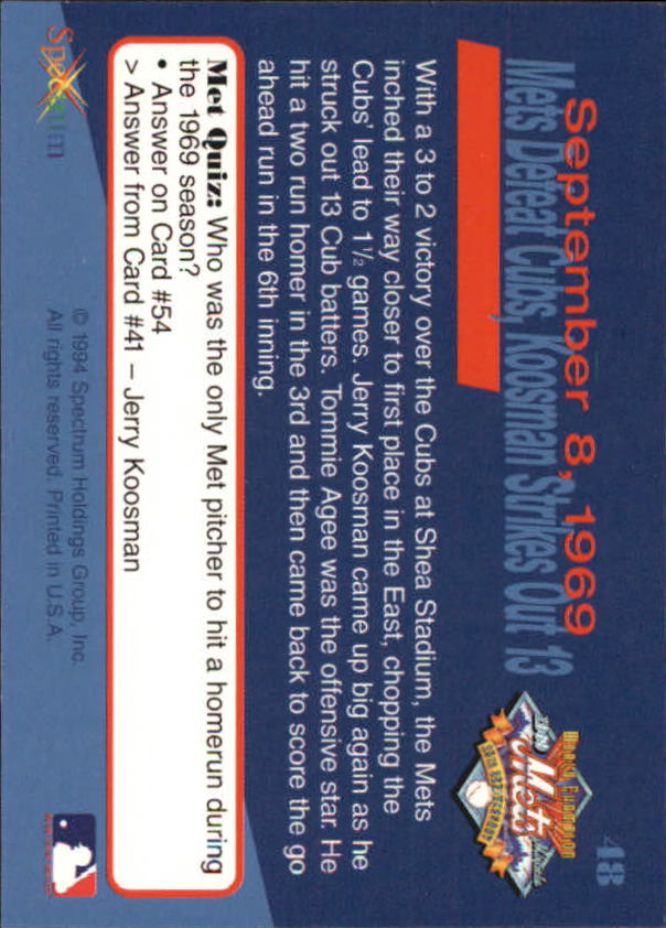 B2588- 1994 Mets '69 Tribute Baseball Cards 1-69+ -You Pick- 15+ FREE US SHIP - Picture 97 of 141