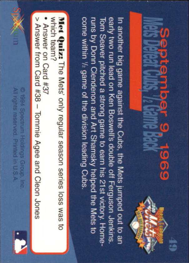 B2588- 1994 Mets '69 Tribute Baseball Cards 1-69+ -You Pick- 15+ FREE US SHIP - Picture 99 of 141