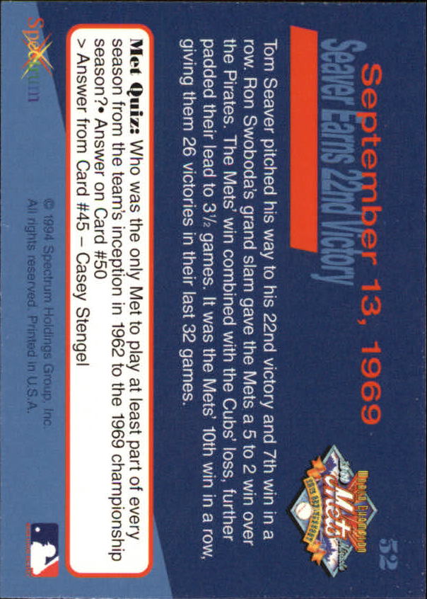 B2588- 1994 Mets '69 Tribute Baseball Cards 1-69+ -You Pick- 15+ FREE US SHIP - Picture 105 of 141