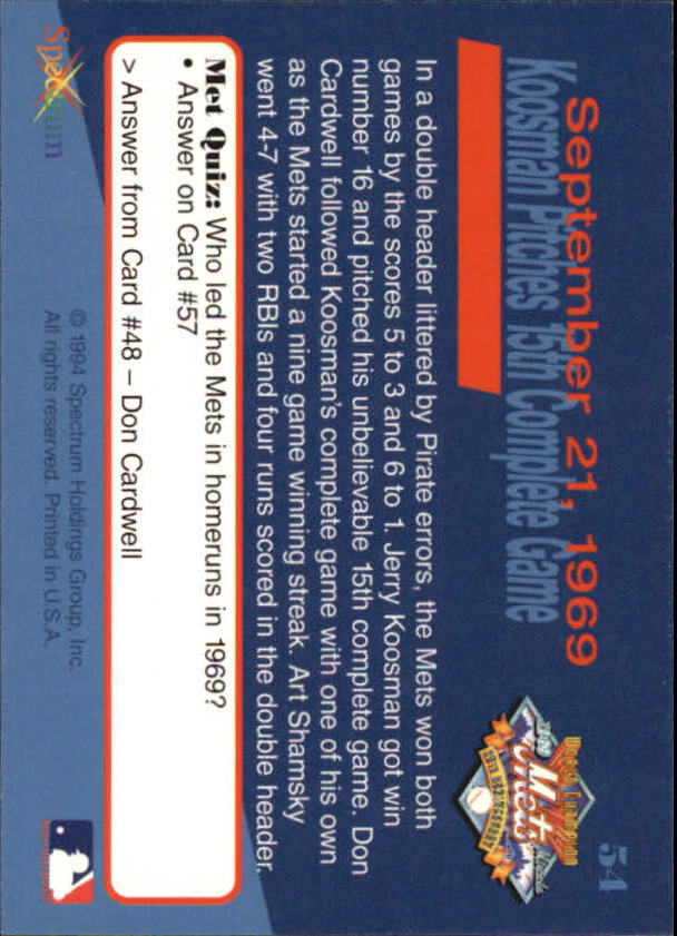 B2588- 1994 Mets '69 Tribute Baseball Cards 1-69+ -You Pick- 15+ FREE US SHIP - Picture 109 of 141
