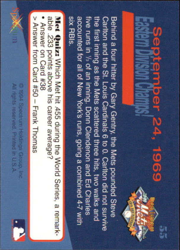 B2588- 1994 Mets '69 Tribute Baseball Cards 1-69+ -You Pick- 15+ FREE US SHIP - Picture 111 of 141