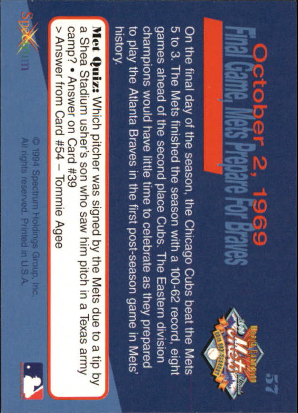 B2588- 1994 Mets '69 Tribute Baseball Cards 1-69+ -You Pick- 15+ FREE US SHIP - Picture 115 of 141