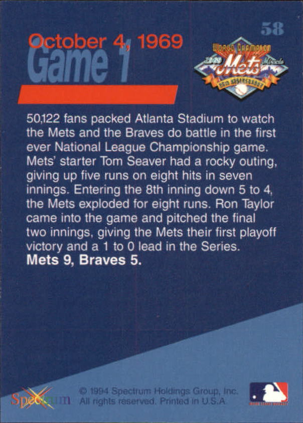 B2588- 1994 Mets '69 Tribute Baseball Cards 1-69+ -You Pick- 15+ FREE US SHIP - Picture 117 of 141