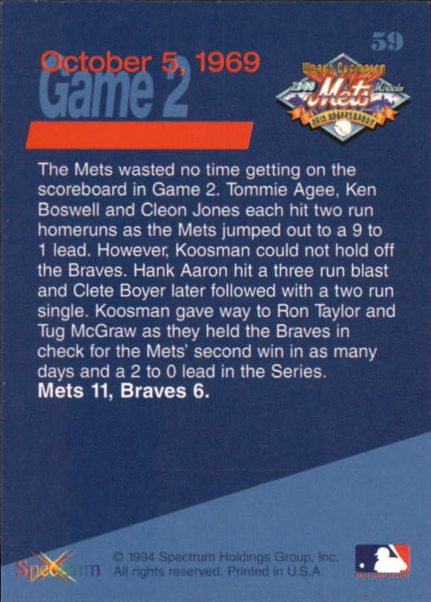 B2588- 1994 Mets '69 Tribute Baseball Cards 1-69+ -You Pick- 15+ FREE US SHIP - Picture 119 of 141