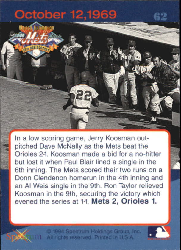 B2588- 1994 Mets '69 Tribute Baseball Cards 1-69+ -You Pick- 15+ FREE US SHIP - Picture 125 of 141