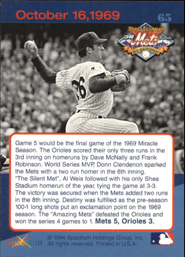 B2588- 1994 Mets '69 Tribute Baseball Cards 1-69+ -You Pick- 15+ FREE US SHIP - Picture 131 of 141