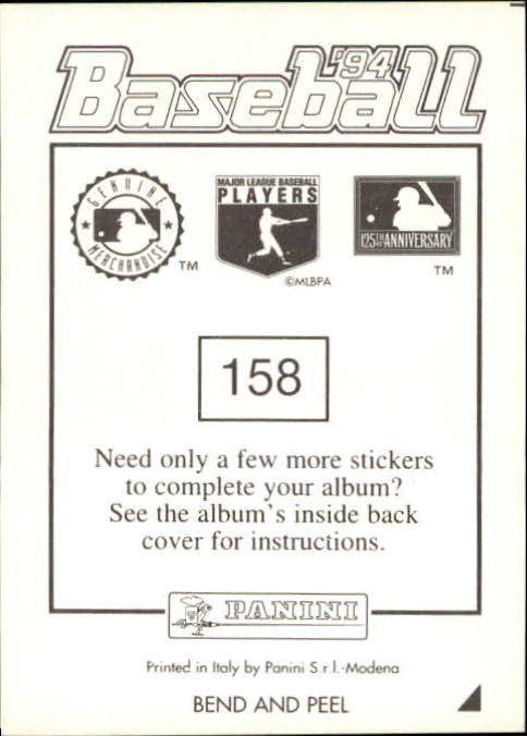 1994 Panini Stickers #158 Sammy Sosa back image