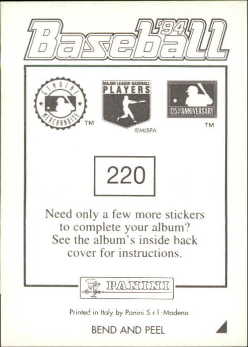 1994 Panini Stickers #220 Jeff Kent back image