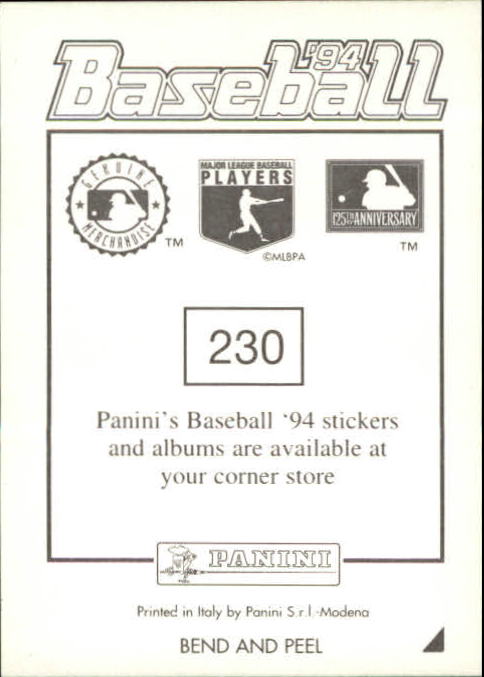 1994 Panini Stickers #230 Curt Schilling back image