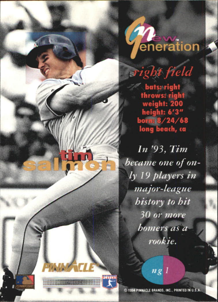 1994 Pinnacle New Generation #NG1 Tim Salmon back image