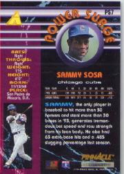 1994 Pinnacle Power Surge #PS7 Sammy Sosa back image