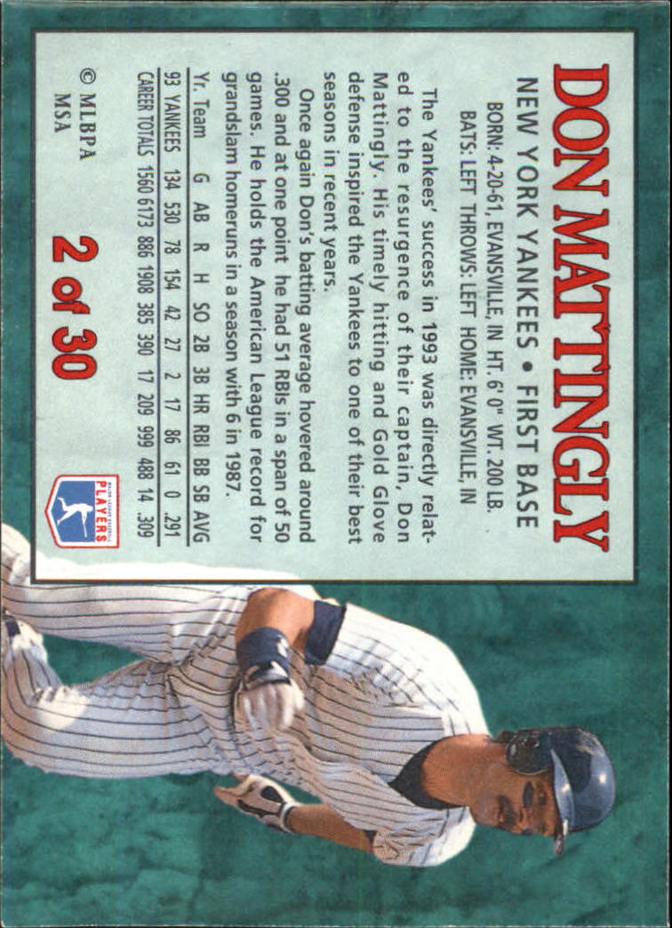 1994 Post #2 Don Mattingly - From our Don Mattingly Collection, Check the  cards for this Yankee Great at Ziggy - NM