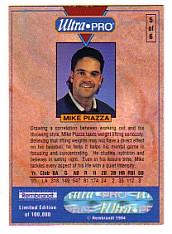 1994 Rembrandt Ultra-Pro Piazza #5 Mike Piazza/(In golf shirt,/dumbbell in hand) back image