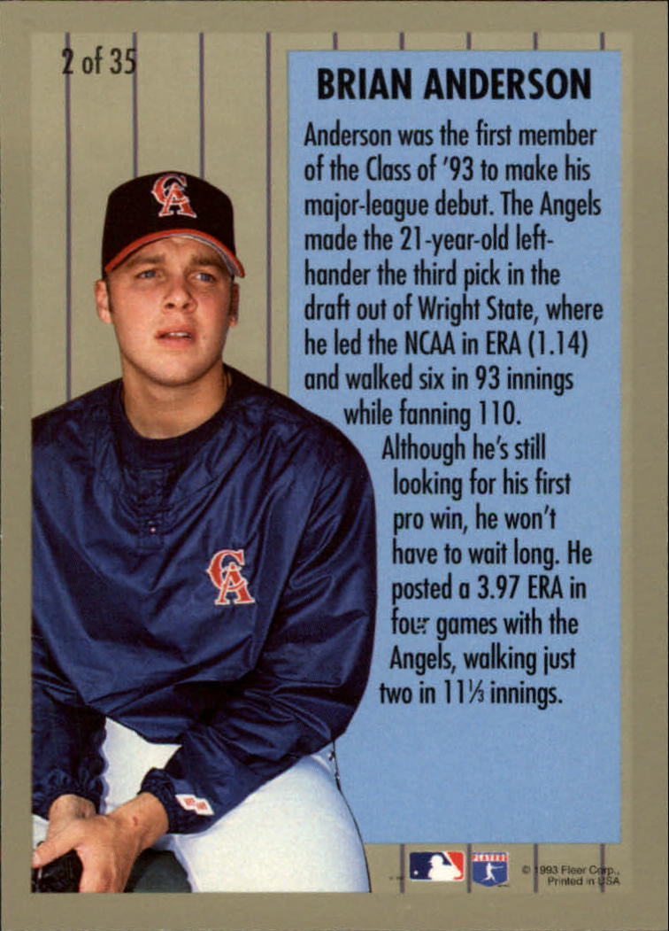 1994 Fleer Major League Prospects #2 Brian Anderson back image