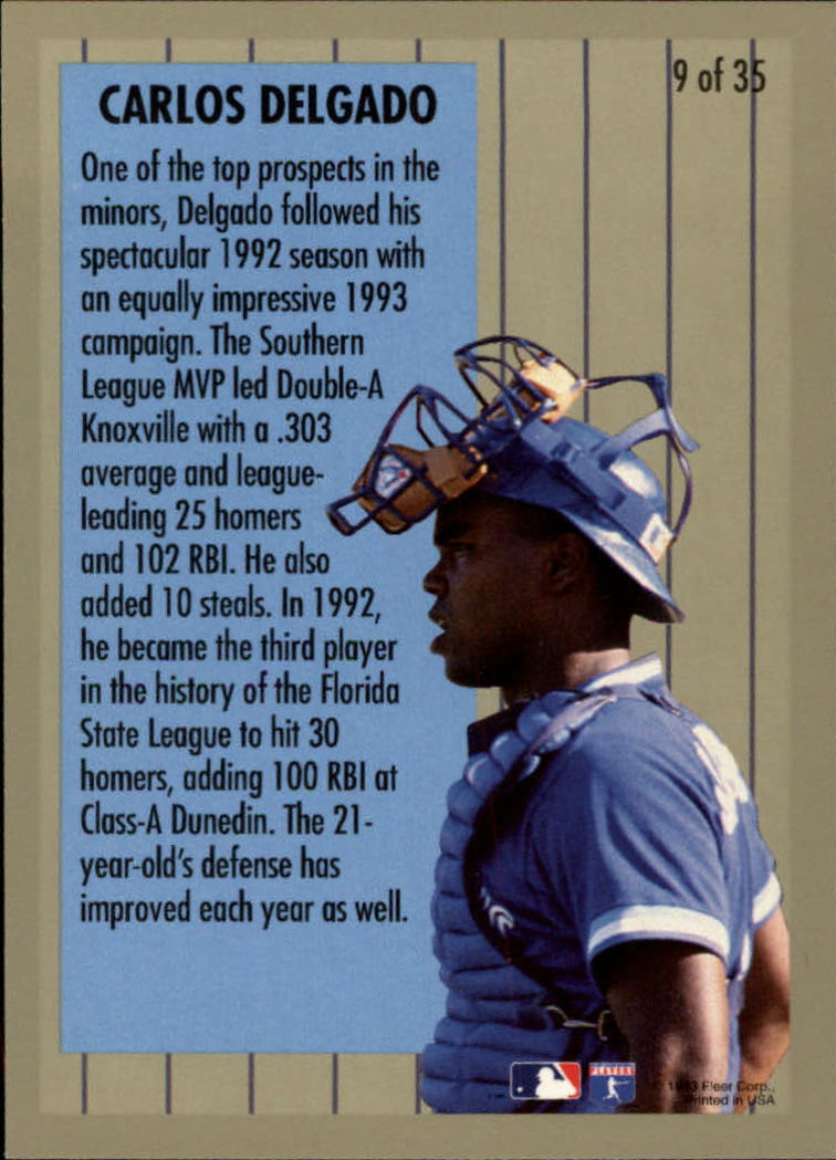 1994 Fleer Major League Prospects #9 Carlos Delgado back image