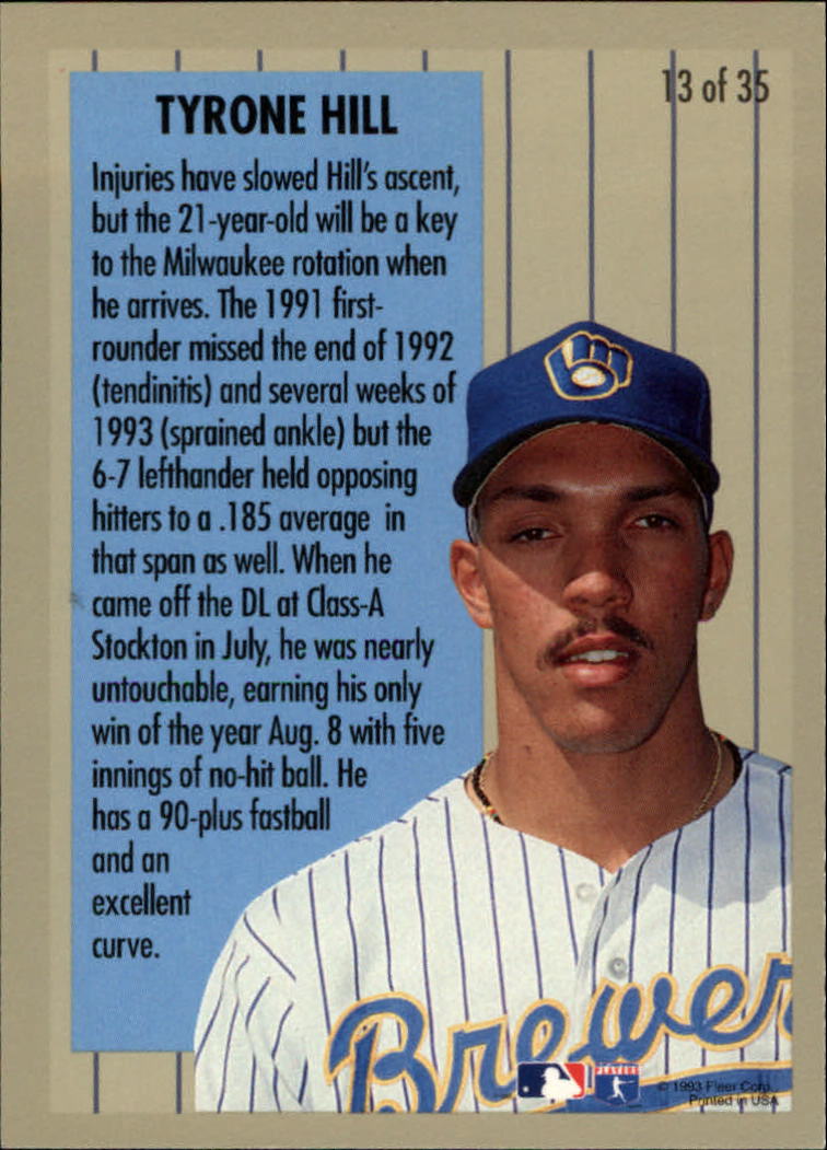 1994 Fleer Major League Prospects #13 Tyrone Hill back image