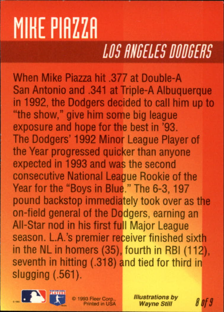1994 Fleer Pro-Visions #8 Mike Piazza back image